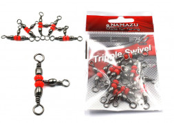 Вертлюг тройной Namazu TRIPPLE SWIVEL, латунь, цв. BN, р. 6 х 8, test-23 кг уп.10 шт