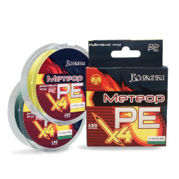 Леска-шнур Волжанка Метеор Х4 150м/0.12мм 5.45кг флуо желтый