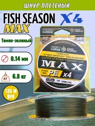 Леска плетеная Fish Season Max X4 0.14 135м темно-зеленый